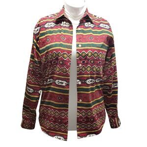Khaki Club Vintage 90s Aztec Tribal Shirt Sz 10 Southwestern Boho Festivalwear